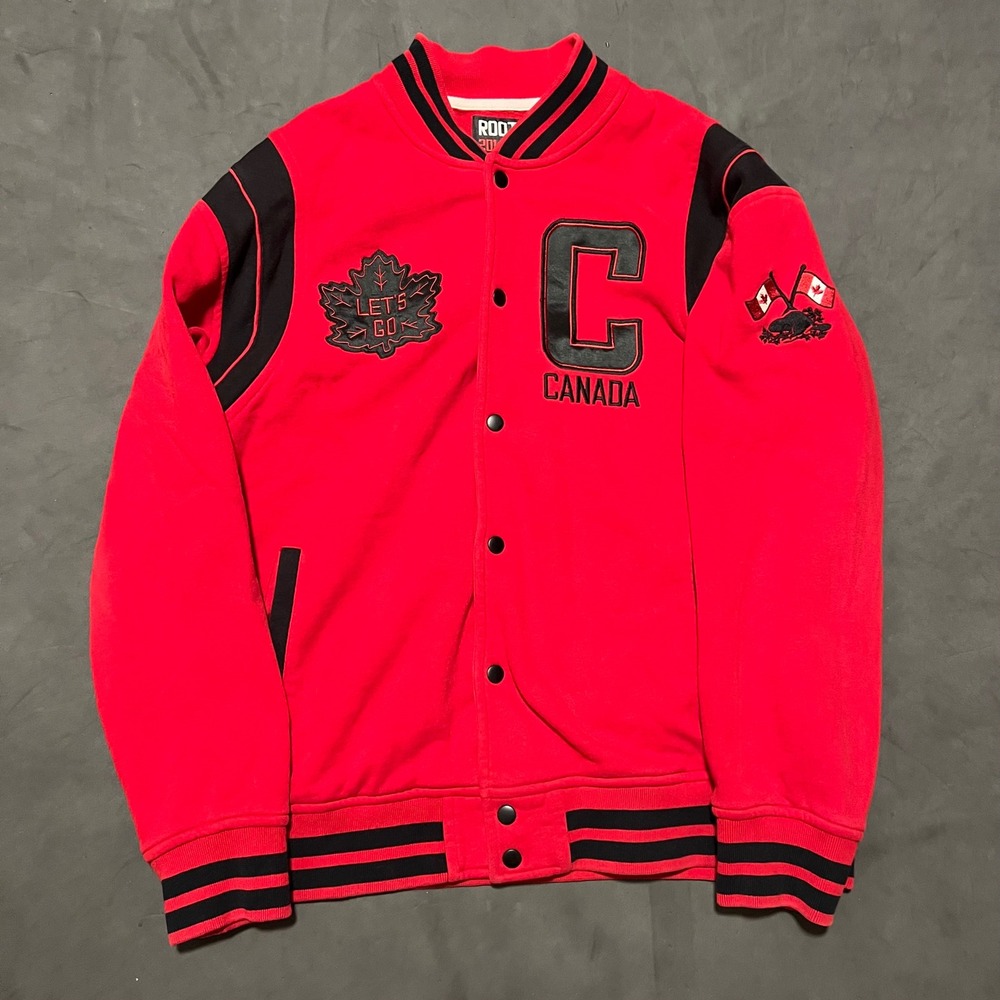 Roots Varsity Jacket Mens Large Red 2014 Canada Olympic Collection